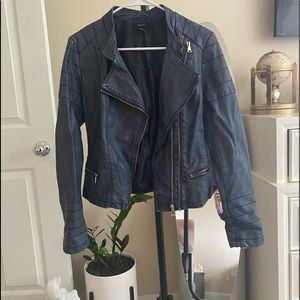 Navy blue leather jacket!